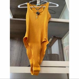 Mustard Ribbed Knit Bodysuit